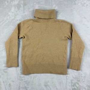 J Crew Sweater Kids Girl L Tan Wool Cashmere Blend Turtleneck Preppy Comfort